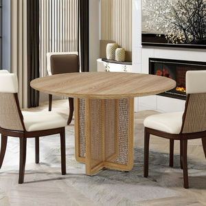 Mesa de comedor de diseño moderno de madera maciza de teca real para muebles de comedor y apartamento - Product Image 1