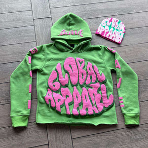 Men and Women Street Style Cropped Vintage 3D for <b>Oversized</b> <b>Fleece</b> <b>Hoodie</b> 100% Cotton Winter Windproof - Product Image 1