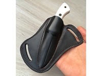 Couteau de chasse fixe professionnel de haute qualité en acier 440C EDC avec poignée en résine gaine en cuir outil de Camping en plein air personnalisable