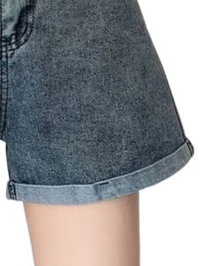 Shorts en denim bleu foncé à lacets et ruban, taille haute, tendance, décontractés, streetwear pour femmes, shorts d'été, logo personnalisé disponible - Product Image 6