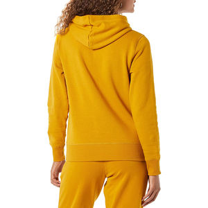 2025 Trending Yellow Women's Fleece Pullover Hoodie Ligero Manga larga Sólido para invierno Low MOQ Crop Hoodies Venta a granel - Product Image 4
