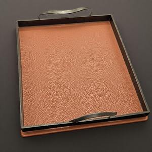 Plateau décoratif en cuir avec surface polie et bordures cousues pour exposer la vaisselle ou organiser les essentiels du quotidien - Product Image 6