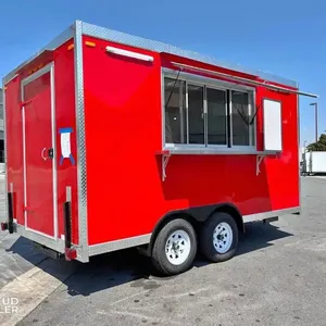 Nouveau camion mobile moderne remorque de restauration rapide à vendre rose rouge noir jaune vert
