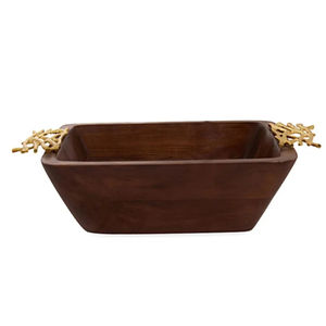 Handmade <b>Wooden</b> Metal Bowl With Golden Metal Leaf Accent Food Serving Bowl Prime Quality <b>Kitchen</b> <b>Accessories</b> - Product Image 4