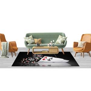 Tapis imprimé avec des motifs de cartes à jouer, tapis d'appoint moderne au design de casino, tapis en chenille - Product Image 3