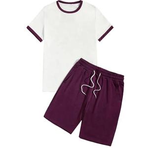 Ensemble deux pièces avec logo personnalisé de créateur T-shirt vintage Short 220 GSM Survêtement d'été en tissu éponge imprimé - Product Image 1