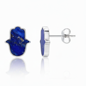 Pendientes de Plata de Ley 925 Pura de Primera Calidad con Lapislázuli en Forma de Ahimsa, Engaste de Bisel, Acabado de Alta Calidad, Bonito Regalo de Aniversario - Product Image 2