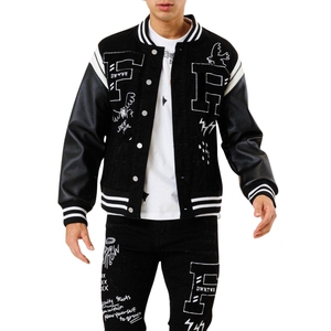 Chenille Embroidered Logo College <b>Baseball</b> <b>Jacket</b> <b>Men</b> Winter 100% Cotton Sleeve Windproof Wholesale <b>Men</b> Bomber Varsity Coated - Product Image 1