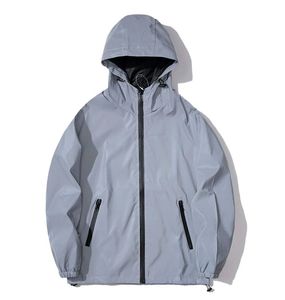 Nuevas chaquetas reflectantes de noche, chaqueta cortavientos con capucha de tela doble para hombre, bailarín de Hip Hop, cantante, abrigos impermeables con cremallera, prendas de vestir - Product Image 1