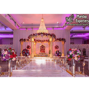 Elegante boda madera tallada Triveni Mandap Reino Unido moderno Triple poste boda madera Mandap nuevo diseñador madera Mandap para boda - Product Image 1