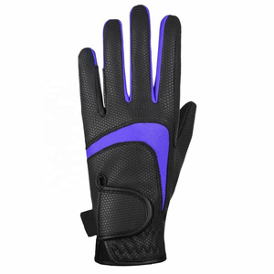Guantes de cuero negro y morado para montar a caballo, venta al por mayor, OEM/ODM - Product Image 2
