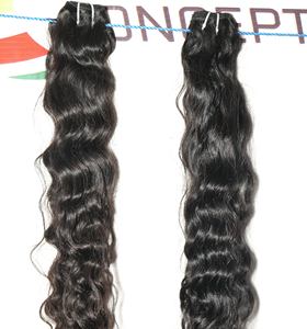 Extensions de cheveux humains au temple noir ondulé naturel à double trame bon marché en gros Vagues afro indiennes brutes non transformées Vague profonde en vrac - Product Image 3