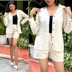 Ensembles courts en coton pour femmes à la mode pour un été élégant - Product Image 2