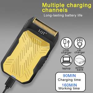 Rasoir électrique sans fil portable avec triple lame, chargeur USB et brosse de nettoyage, mini rasoir rotatif pour le visage - Product Image 6