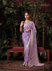 Dernière tenue de créateur à feuilles persistantes Top qualité pure viscose Dola soie Saree Blouse avec Zari tissage travail monde large fournisseur - Product Image 2