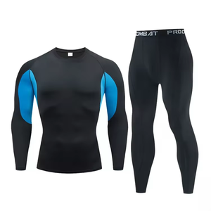 Vêtements de compression pour hommes, manches longues, sous-vêtement de base et legging de compression avec panneau imprimé par sublimation, tenue de sport pour hommes - Product Image 1