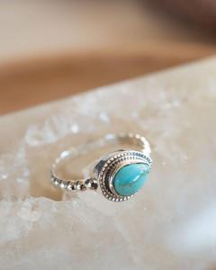 Everyday Blue <b>Turquoise</b> <b>Ring</b> Delicate 925 Sterling Silver Handmade December Birthstone Boho Gift For Her Jewelry Idea Hippie - Product Image 2