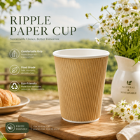 Vaso de Papel Promocional con Diseño Gráfico para Marca Corporativa, Apto para Alimentos, Libre de BPA, No Tóxico, Resistente al Calor, de Triple Pared
