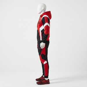 Men Red Black <b>White</b> Hooded Tracksuit <b>Set</b> Full Zip Athletic Jacket Jogger Pants Colorblock Sportswear Training <b>Gym</b> Fitness Active - Product Image 4