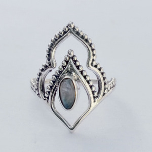 Venta al por mayor indio hecho a mano 925 plata esterlina Arco Iris piedra lunar anillo de piedras preciosas para niñas y mujeres para regalo de cumpleaños - Product Image 4