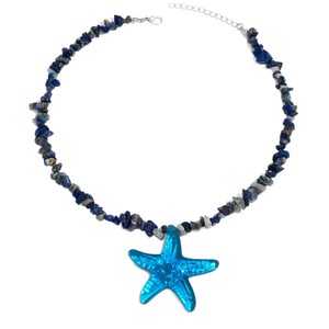 Collier bohème perlé avec pendentif étoile de mer en pierres naturelles - Product Image 1