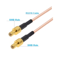 Câble coaxial RF RG316 de 50 cm, SMB mâle/femelle, droit/à angle droit, 50 ohms, rallonge/raccordement pour radio satellite