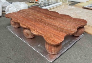 Offre Spéciale pierre naturelle travertin rouge Tables basses meubles de salon Mabrle Table d'appoint Table basse d'appoint - Product Image 2