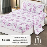 Juego de Funda Nórdica Floral Manemi, 100% Algodón, 3 Piezas, Ropa de Cama Moderna para el Hogar, Lavable a Máquina, Patrón Tejido, 100 Hilos, Hecho en China