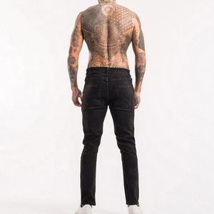 Pantalones vaqueros transpirables de cintura alta para hombre con logotipo personalizado, último diseño de 2024, estampado técnico lavado con bolsillos personalizados - Product Image 2