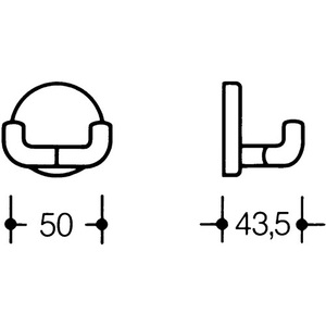 ตะขอคู่ HEWI 477.90.025-2 ตะขอโพลีเอไมด์ สีขาวบริสุทธิ์ ระยะยื่น 50 มม. 43.5 มม. - Product Image 4