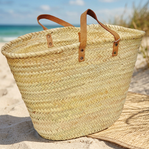 Natural <b>Baskets</b> Handmade Straw <b>Basket</b> Two Handles Minimalist Design Open Top Storage Bucket Home Decoration Art Collectible - Product Image 4