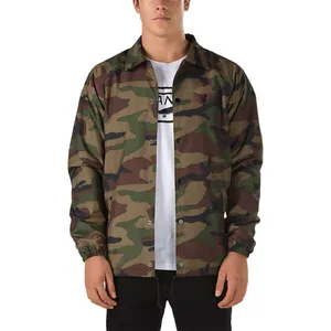 Haute Qualité Brodé Conception Camo Entraîneurs Vestes Hommes Couvert Bouton Camo Entraîneurs Coupe-Vent Vestes