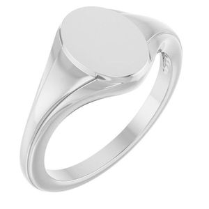 Stuller 14KW Peoria Stainless Steel Oval Fluted Signet <b>Ring</b> 52254:103P 18K Rose Gold Plated Inlay Trendy Eternity Perfect Gift - Product Image 1