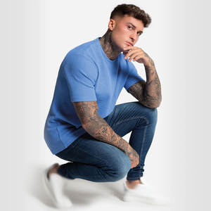 OEM personalizado cuello redondo gota hombro Streetwear Oversized pesado algodón Vintage lavado camiseta para hombres - Product Image 3