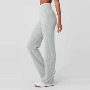 Pantalones de salón de punto de cintura alta personalizados para Mujer | Pantalones de salón elásticos cómodos y transpirables con cintura elástica - Product Image 2