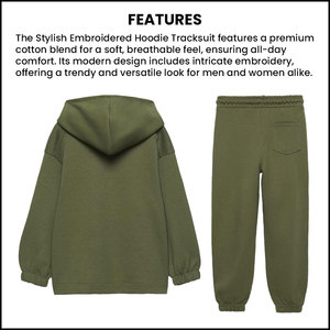 Survêtement à capuche brodé élégant pour hommes et femmes-Mélange de coton doux et respirant - Product Image 5