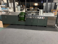 Meubles de cuisine modulaires modernes en acier inoxydable pour extérieur, avec portes vitrées, design étanche, pour salle à manger, avec charnières