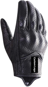 Gants de course d'été unisexes en cuir de vachette court perforé design imperméable de protection pour motards de rue équipement de moto - Product Image 5