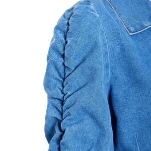 Hiver Automne Mode Femmes Taille 10 8 16 14 12 Manches Bouffantes Jeans Jacket Ladies Jean Crop Jackets Sky Blue - Product Image 2