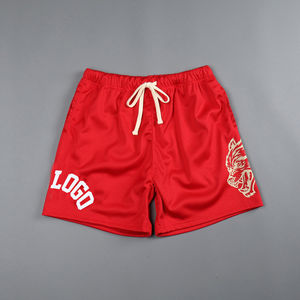 LOW MOQ Summer Mesh Line Sublimated Print Screen Printing Custom Casual <b>Mens</b> Premium <b>Red</b> Black Wicking Blank Plain Mesh <b>Shorts</b> - Product Image 6