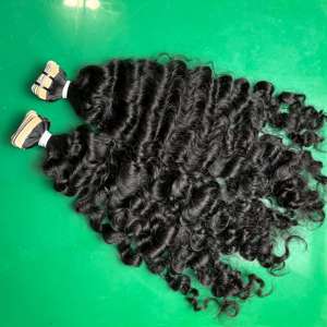 Extensiones de cabello natural vietnamita Cinta rizada birmana cruda-En sin enredos Sin desprendimiento con color de cabello natural - Product Image 6