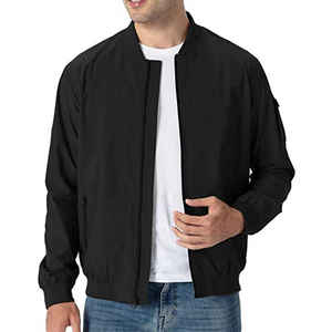 Chaqueta de bombardero acolchada para hombre, cazadora de color sólido con cremallera completa, cuello levantado, logotipo frontal de lona, moda de calle alta, informal - Product Image 4