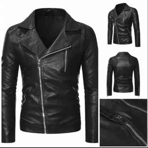 Hombres Casual Invierno OEM Venta al por mayor de moda para el proceso en bruto Chaqueta de cuero de oveja genuina Cierre de cremallera marrón Tela de lana - Product Image 2