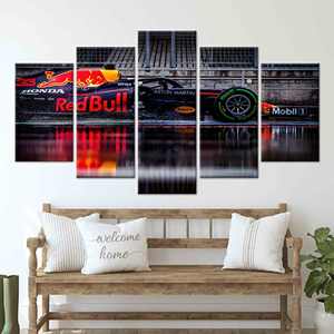 Impresión en Lienzo: Decoración de Coche de Fórmula Uno para Habitación de Niño, Mix de 5 Piezas: Enmarcado en Lienzo - Product Image 1