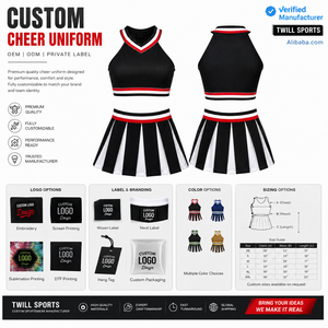 100% Polyester Breathable <b>Mesh</b> Girls Cheerleading Uniforms Custom Private Label Skirt and <b>Crop</b> <b>Top</b> Cheerleading Uniforms Set - Product Image 4