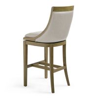 Tabourets de bar modernes James en teck massif, sièges en cuir crème, écologiques, accoudoirs réglables, base en fer, pour bar à domicile, hôtel, salle à manger