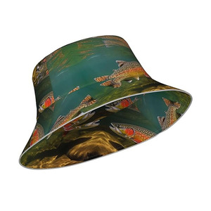 Custom logo Waterproof Fishing Bucket <b>Cap</b> Resistant UV Protection Outdoor Nylon Wide Fisherman Bucket Hat With String - Product Image 3
