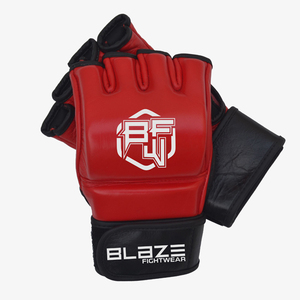 UFC MMA 4oz demi-doigt ouvert paume grappin gants en cuir gants d'entraînement pour karaté judo jiu-jitsu sans pouce - Product Image 6
