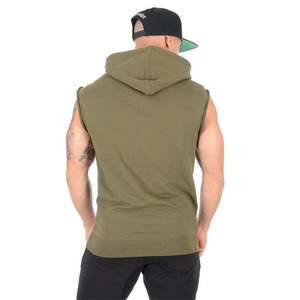 Sudadera con capucha sin mangas para hombre, ropa informal, logotipo personalizado, sudaderas con capucha sin mangas, fabricante de etiqueta privada para hombre, forro polar de algodón de Color sólido - Product Image 5
