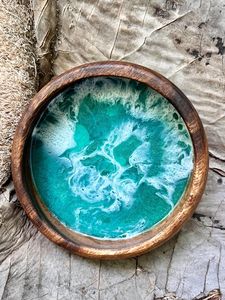 ชามสลัดทำจากไม้และเรซินทำด้วยมือตกแต่งแบบเชื่อมโยงสำหรับใช้ในบ้านและร้านอาหาร - Product Image 3